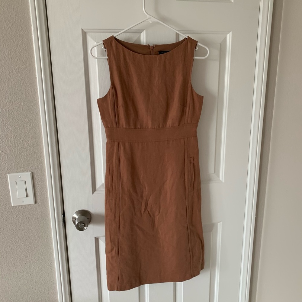 Ann Taylor Linen Sheath Dress (Rusty Tan Brown) - Picture 3 of 4